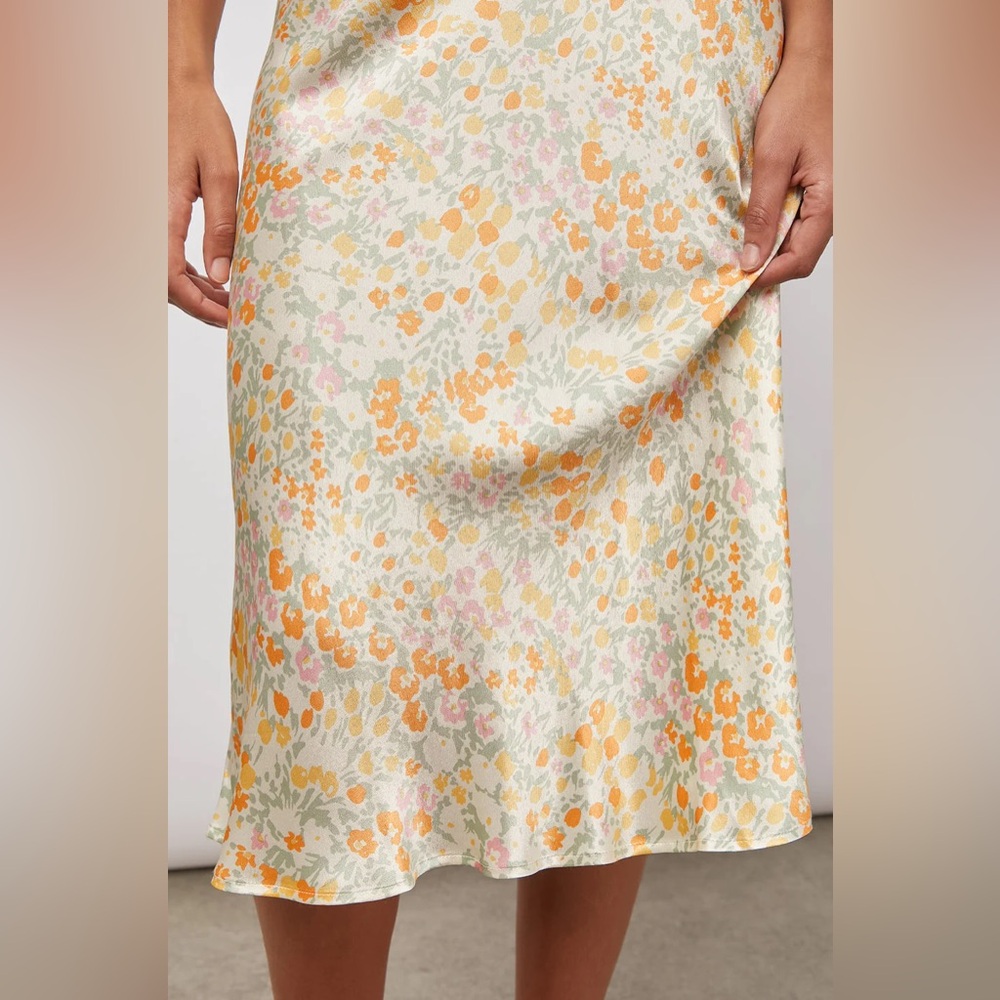 SOLD Rails Anya High Waisted Cream Floral Midi Skirt in Summer Meadow Women’s L - Picture 2 of 9